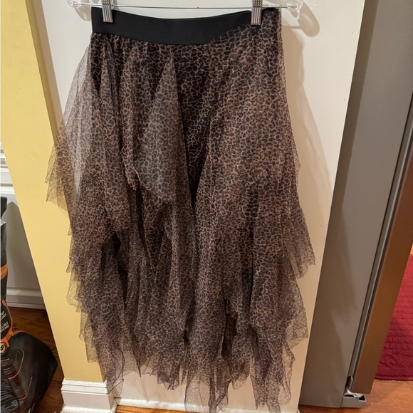 Three Birds Nest Leopard Print Layered Skirt - Picture 1 of 2
